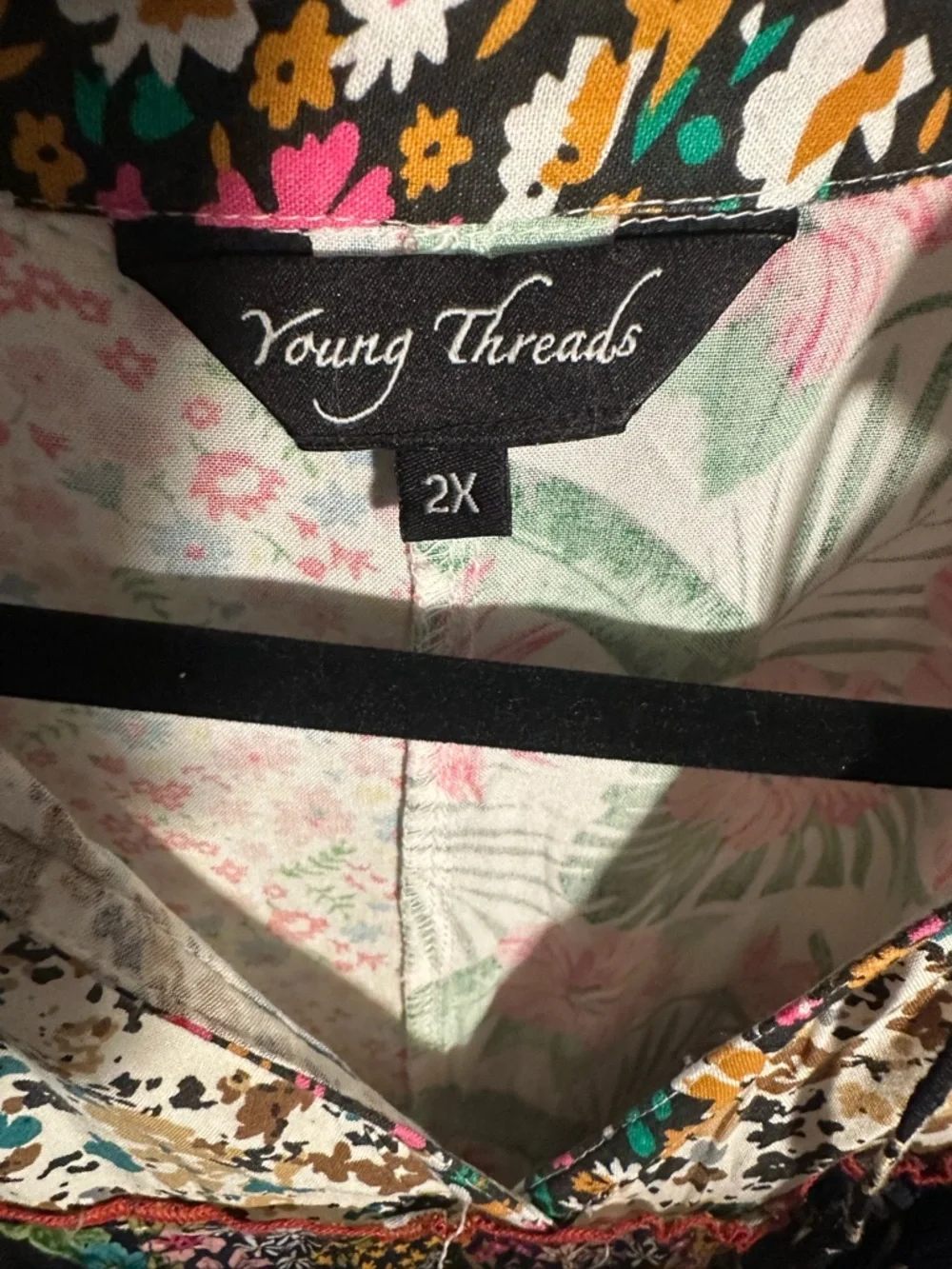 Young Threads Boho Patchwork Floral Peasant Top - Multicolor - Picture 4 of 4